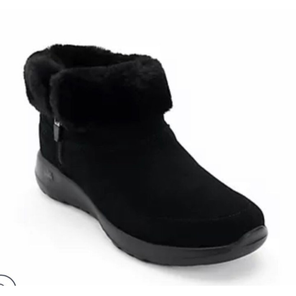 Skechers Slip-ins On-the-Go Joy Water Repellent Suede Boots Elena  6 Black NEW